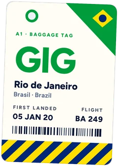 Brazil luggage tag: GIG Rio de Janeiro, first landed 5 January 2020