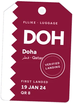 Qatar luggage tag: DOH Doha, first landed 19 January 2024